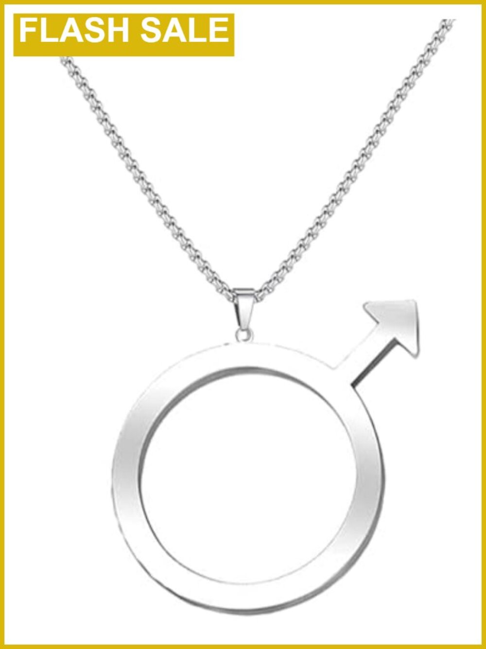 Mens Stainless Steel Male Symbol Pendant Necklace Rolo Chain 22in